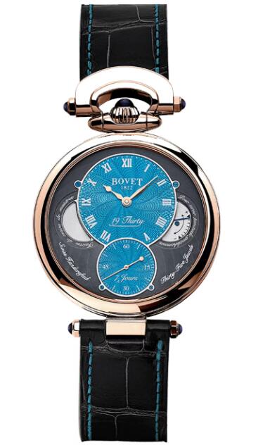 Best Bovet 19Thirty Turquoise Guilloche Dial NTR0054/ROM Replica watch